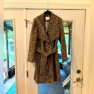 Cole Haan Cheetah Print Belted coat